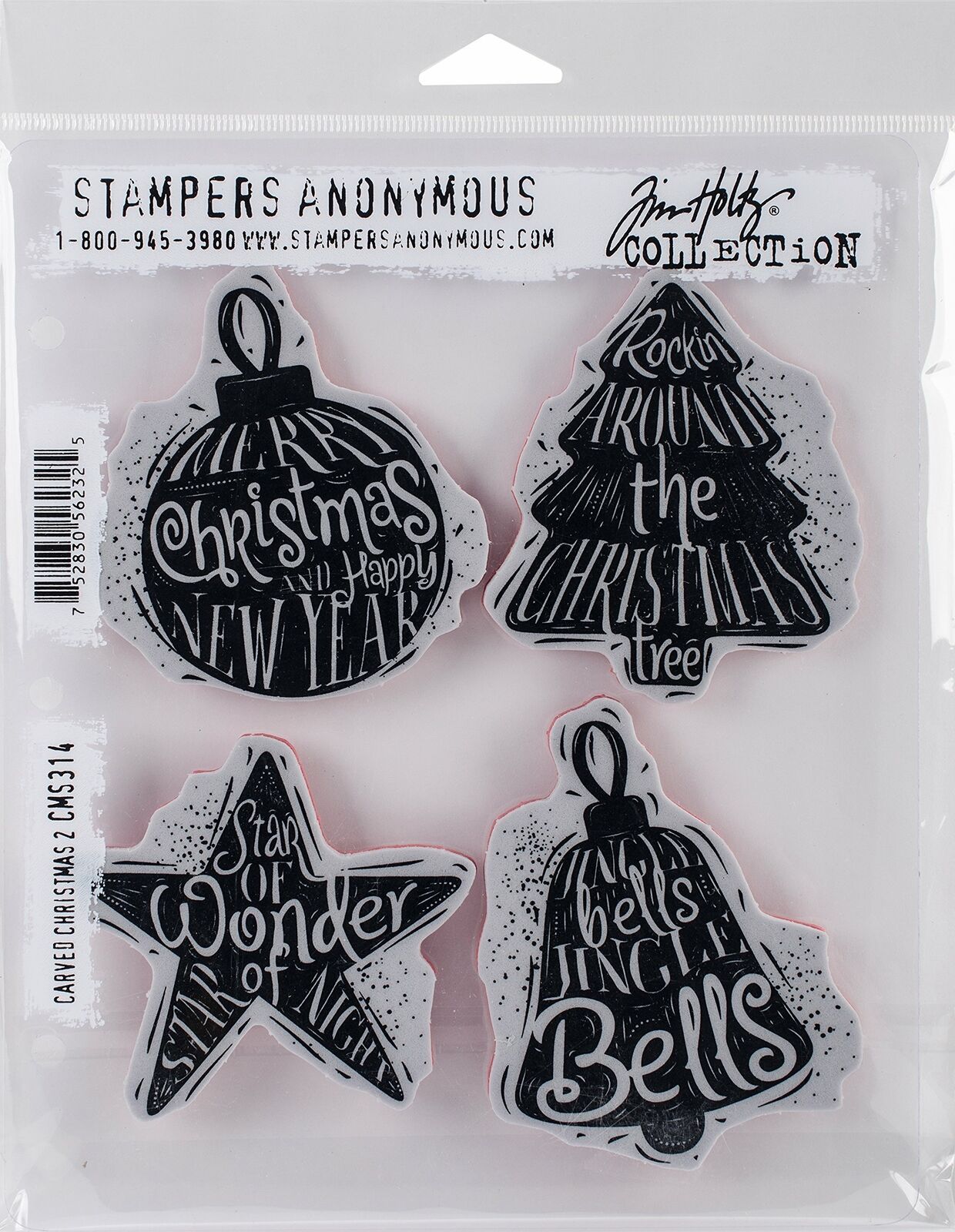 Stamper's Anonymous Tim Holtz Cling Stamps Carved Christmas 2 Holiday Scrapbook - £17.29 GBP