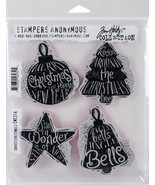 Stamper&#39;s Anonymous Tim Holtz Cling Stamps Carved Christmas 2 Holiday Sc... - £17.55 GBP