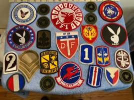 LOT OF VINTAGE PATCHES MOSTLY MILITARY PLAYBOY BUNNY (B) - $77.61 CAD