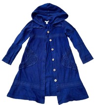 Naartjie Kids Girls Vintage Blue Duster Cardigan Hooded Jacket 7 - £15.44 GBP
