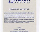 Portico Restaurant Menu Ramada Inn Rosemont Illinois 1990&#39;s Mediterranean  - $27.72