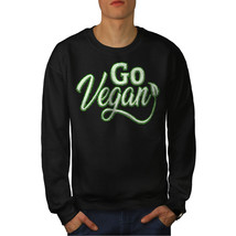 Wellcoda Go Vegan Mens Sweatshirt, Vegetarian Green Casual Pullover Jumper - £24.02 GBP+