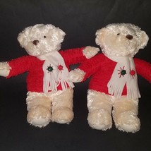 2 Hallmark Jingle Bells Teddy Bear Plush Lot Christmas Music Red Sweater READ - $19.75