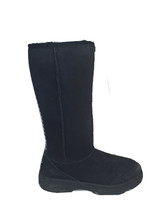 Ugg Ultimate Braid Genuine Black Shearling Leather Tall Boot Women&#39;s Size 6 - £71.92 GBP