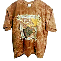 Moose T shirt Mens Size 2XL Brown Tie Dye Short Sleeve 100% Cotton Art U... - £14.84 GBP