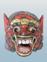 Vintage Polychrome Barong Rangda Wooden Mask Bali Indonesia Hand Painted - £58.33 GBP