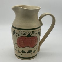 Handthrown Stoneware Pitcher: Olde Cape Cod, 8” Tall , Pumpkin, Stamped. - $14.94