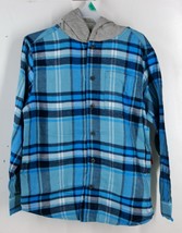 Long Sleeve Button Up Hoodie Blue Flannel L (10/12) Wonder Nation 37 - £5.42 GBP