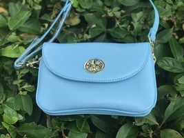 Tory Burch Robinson Cross Body Bag Morning Sky Light Blue Small Handbag - £130.42 GBP