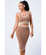 Women&#39;s Luxe Gingham Rib Knit Top And Skirt Set - $813.19 MXN