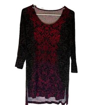 SOMA Live Lounge Wear Luxuriously Soft Red/Black Print 3/4 Sleeve Nights... - $15.29