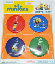Minions Movie Stuart Kevin and Bob Metal 1.75&quot; Button Set of 4 NEW SEALE... - £3.13 GBP