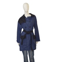 Sonia Rykiel Blue Black Lightweight Double Breasted Trench Belted Jacket... - $163.35
