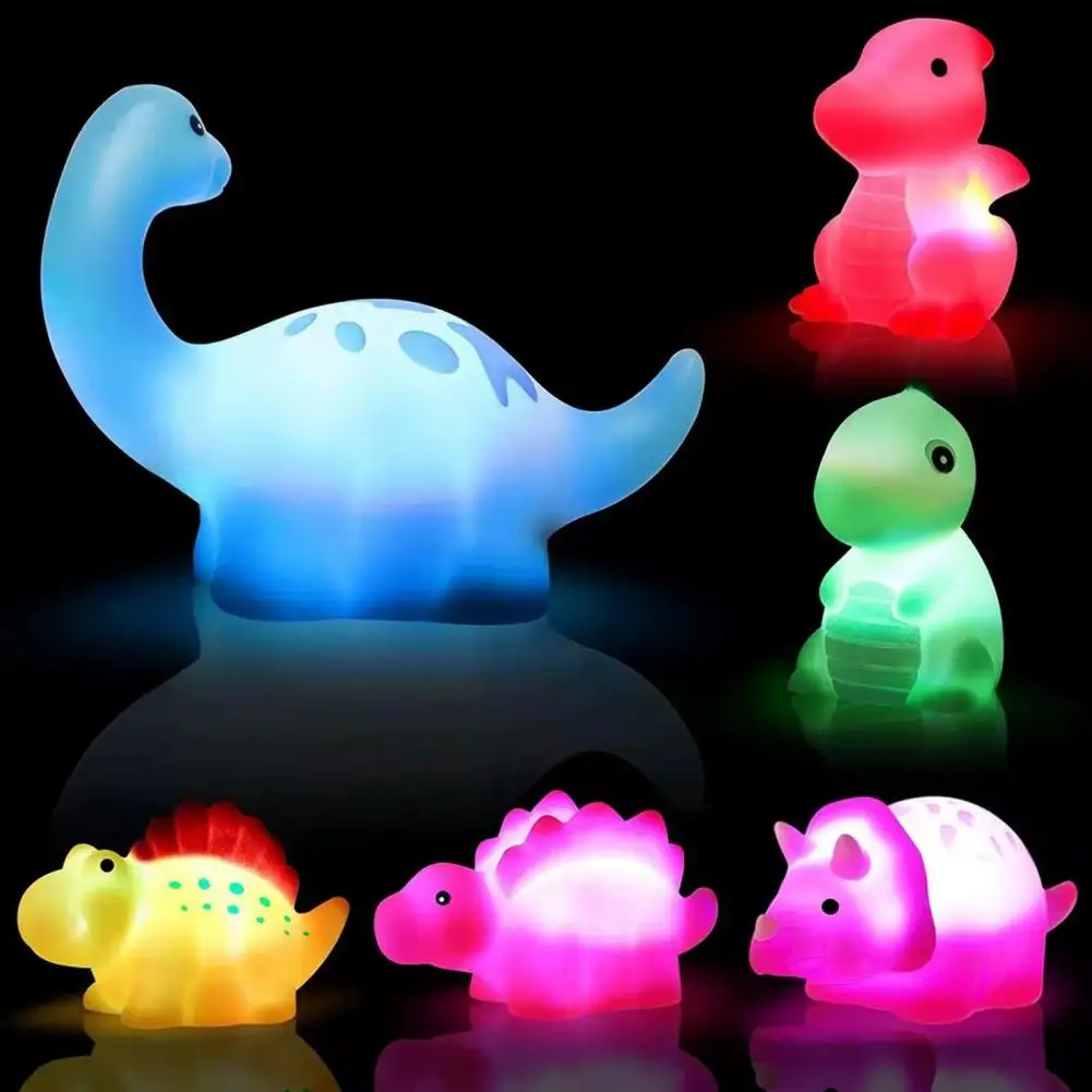 6Pcs Dinosaur Bath Toys Cartoon Touch Glowing Color-changing Playing Baby Light - £19.67 GBP