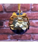 VTG Handmade Push Pin Beaded Sequin Velvet Ribbon Christmas Ornament Gol... - $20.42 CAD