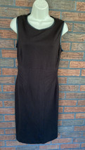 Black Sheath Size 6 Faux Leather Neck Sleeveless Stretch Lined Dress Bac... - $12.35