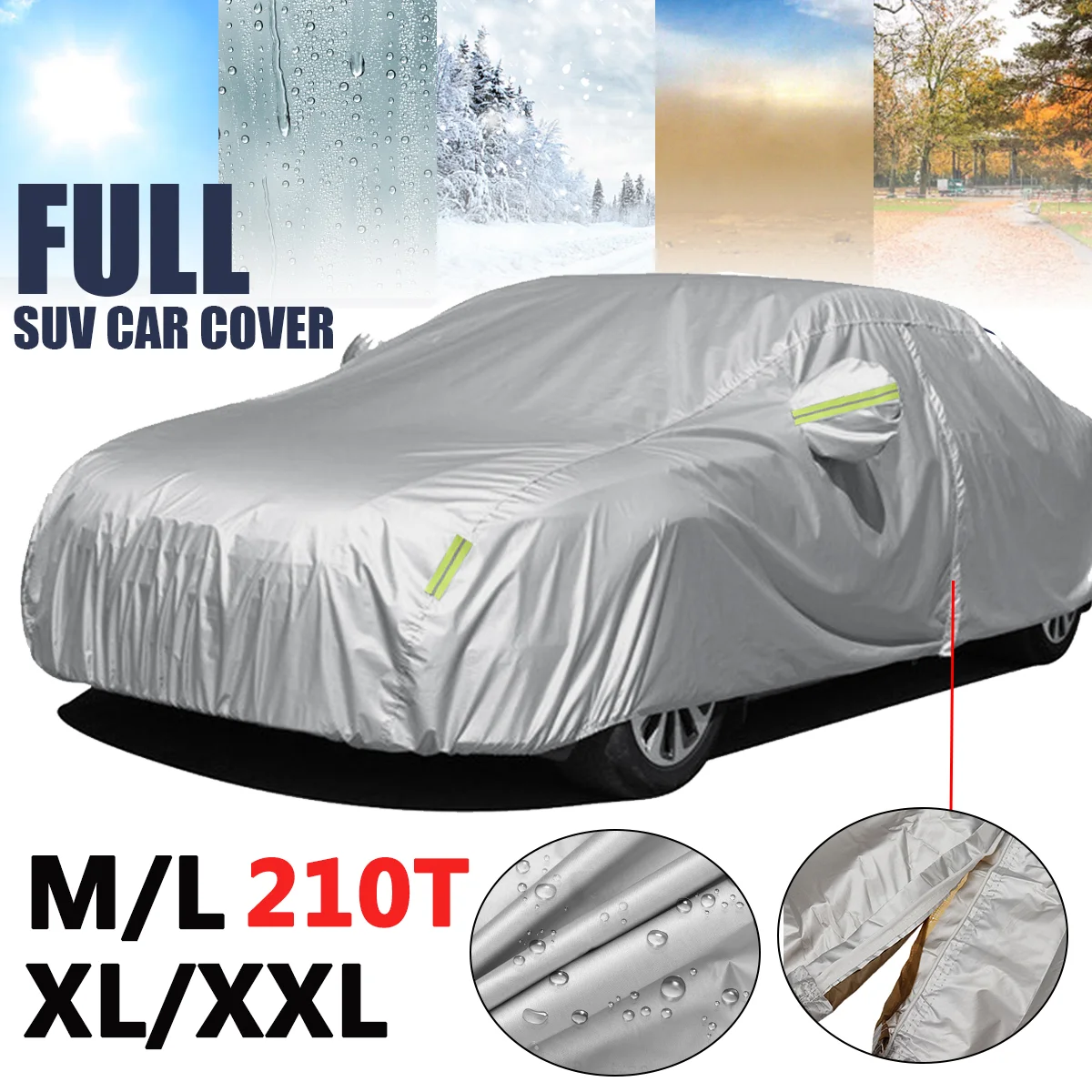 210T Exterior Car Cover Outdoor Protection Full Car Covers Waterproof Sunshade - £107.62 GBP