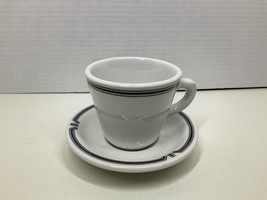 Vtg. Shenango China Anchor Hocking Resturant Ware Blue/White Coffee Cup &amp; Saucer - £19.43 GBP
