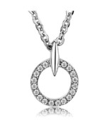 18 Inch High Polish Stainless Steel Pendant Necklace Clear CZ with 2 Inc... - £9.81 GBP