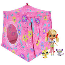 Pink Toy Tent, 2 Sleeping Bags, Butterfly/Flower Print for Doll, Stuffed Animal - £19.94 GBP
