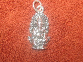 Small 23mm India Ganesh Ganesha God Om Silver Tone Pendant Charm Necklace - £3.17 GBP