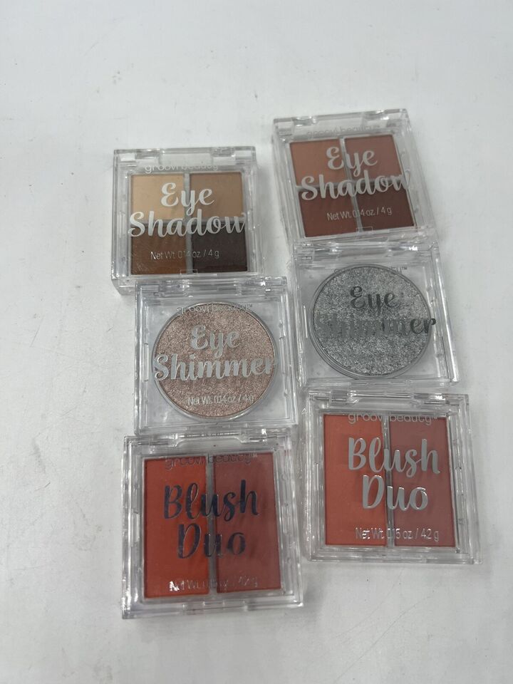 (6) Groovi Makeup Eyeshadow Palette Quad  Smokey Shimmer Blush Duo Stock... - $8.09