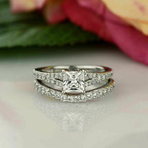 3.50Ct Princess Cut Diamond 14k White Gold Finish Engagement Wedding Bridal Ring - £67.25 GBP