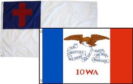 2x3 Christian Christ &amp; State Iowa 2 Pack Flag Wholesale Combo 2&#39;x3&#39; Banner Gromm - £7.56 GBP