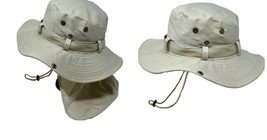 Bucket Boonie Hat Neck Cover Flap Sun Wide Brim Fishing Solid Outdoor Cap - £19.13 GBP