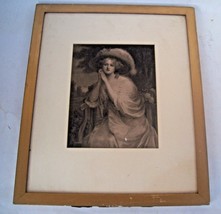 Young Woman Painting By Sydney Kendrick B&amp;W Repro Framed Matted Vintage - £23.72 GBP