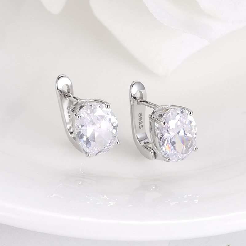 Kameraon Gemstone Sapphire Clip Earrings Women's Fashion Silver 925 Jewelry Blue - £18.65 GBP