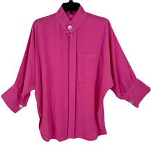 Fridaze 100% Linen Dolman Sleeve Top Pink Oversized S Blouse Shirt - $24.74