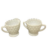 Anchor Hocking Milk Glass Bubble Pattern Open Sugar and Creamer Scallope... - £17.47 GBP