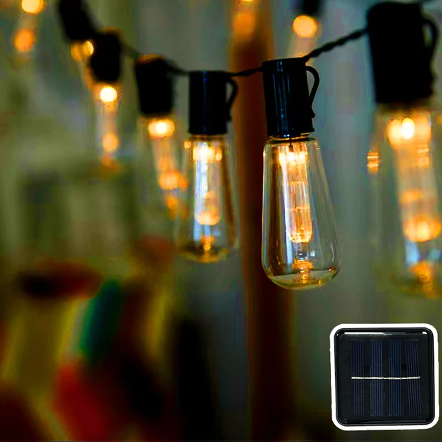 LED Solar String Lights IP65 Waterproof Outdoor Christmas Decoration Bulbs Retro - £97.24 GBP