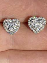 0.30 Ct Round Cut Diamond Women&#39;s Heart Stud Earrings 14k White Gold Finish - £70.52 GBP