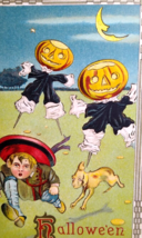 Halloween Postcard Fantasy Goblins On Stilts Chase Boy &amp; Dog Barton Spooner 1913 - £32.48 GBP