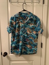 Arizona Men&#39;s Tropical Print Short Sleeve Button Up Shirt Size Medium - $40.18