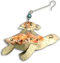 Mom Baby Sea Turtle Ocean Ornament Metal Fair Trade Pilgrim Imports New - $24.70