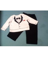 Fathers Day Size 12 mo Little Me faux suit shirt black dress pant formal - £15.01 GBP