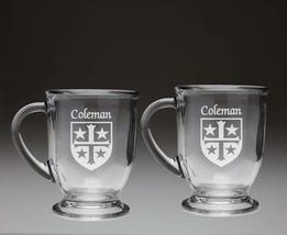 Coleman Irish Coat of Arms Glass Coffee Mugs - Set of 2 - £26.59 GBP