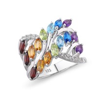  925 sterling silver ring for women natural topaz amethyst multicolor gem wedding rings thumb200