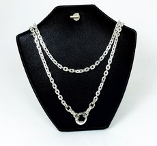 Oval Clasp Angle Cable Chain Necklace 3mm 925 Sterling Silver, Unisex Necklace - £75.42 GBP+