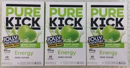 3x Pure Kick Energy Jolly Rancher Green Apple Zero Sugar Drink Mix SAME-... - £9.47 GBP