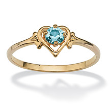 PalmBeach Jewelry Birthstone Gold-Plated Heart Ring-December-Blue Topaz - £20.63 GBP