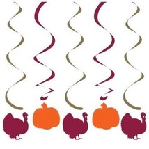 Turkeys and Pumpkins Hanging Danglers 5 Pack Thanksgiving Party Decorations - £14.37 GBP