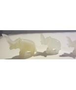 Set Of 5 Hand Carved White Onyx   miniature elephant  figurines - $47.50