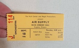 Vintage 1980s Air Supply Concert Ticket Stub Silva Hall Eugene Oregon Mu... - $12.99