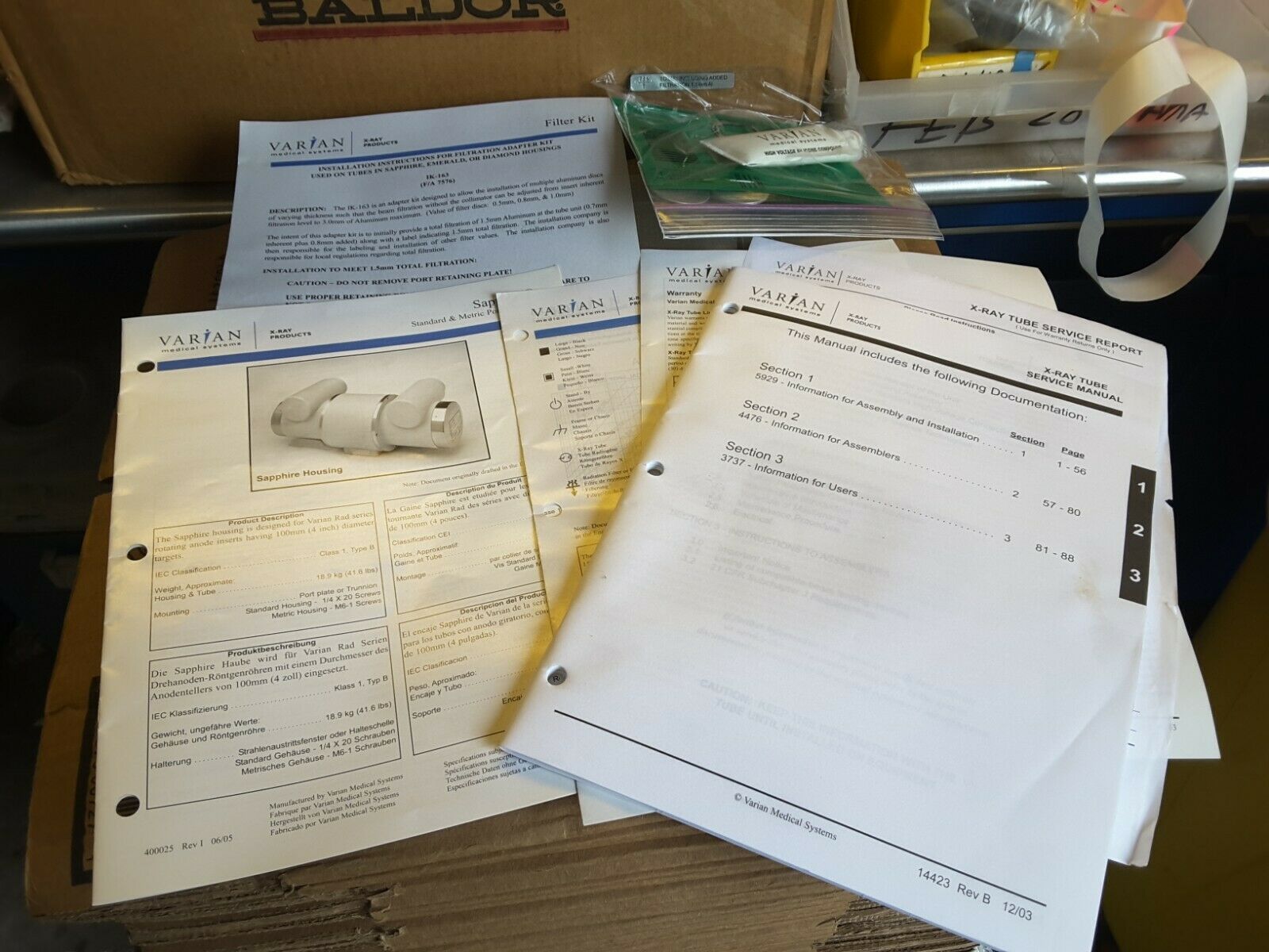 GE Proteus Varian Sapphire X-Ray Tube Service  MANUALS 5929 4476 3737 Ne... - $96.48