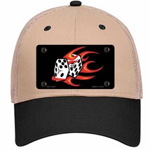 Red Hot Flaming Dice Novelty Khaki Mesh License Plate Hat - £22.80 GBP