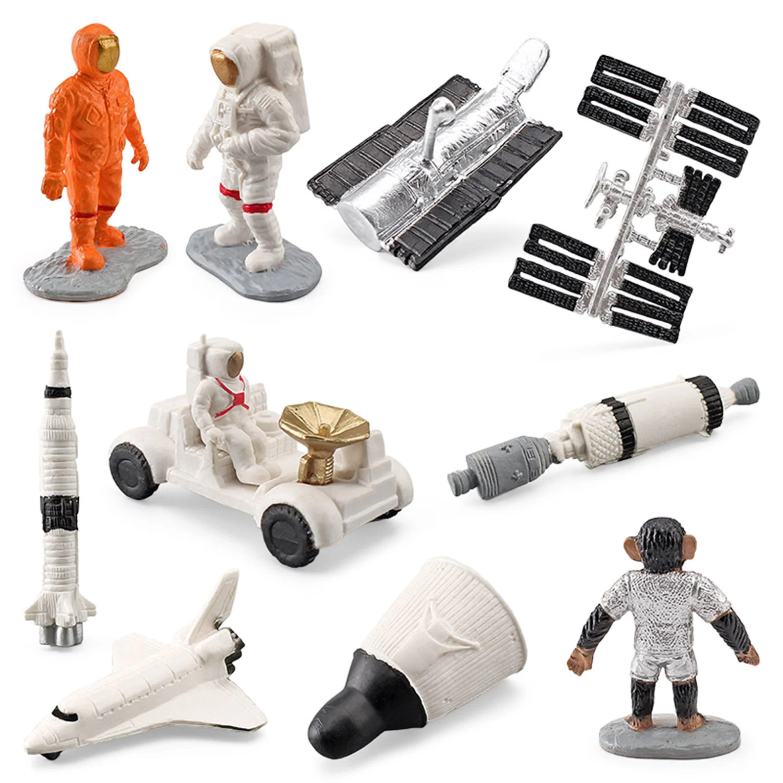 10pcs Miniature Astronaut Action Figures Model Set Lunar Probe Space Vehicle - £10.65 GBP+